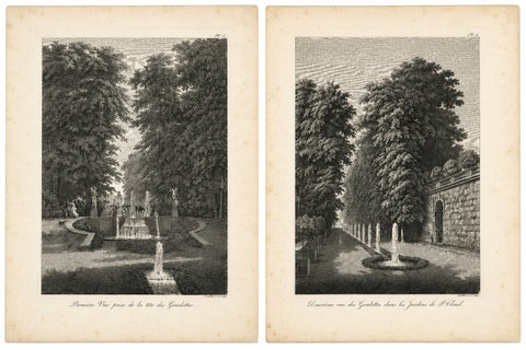 Set of Two Saint-Cloud Garden Fountain Engravings by Baltard, Paris, 1803